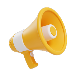 Yellow Megaphone Icon - 3D Realistic Communication Symbol