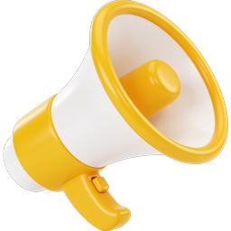 Yellow Megaphone Icon - 3D Announcement Bullhorn
