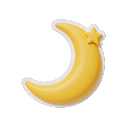 Yellow Moon Star Icon - Cute Clay Style Crescent