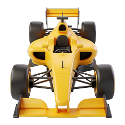 Yellow Formula Race Car Icon - 3D Racing Vehicle Illustration