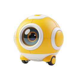 Friendly Yellow Robot Camera Icon - 3D Render