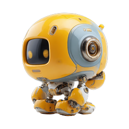 Cute Yellow 3D Robot Character Icon for AI & Tech