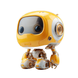 Freundliches gelbes Roboter-Charakter-Icon - 3D AI Maskottchen
