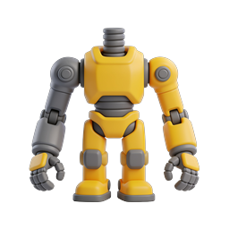 Yellow Robot Character 3D Icon - Friendly AI Design