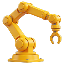Yellow Industrial Robotic Arm 3D Icon