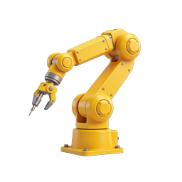 Yellow Industrial Robotic Arm 3D Icon