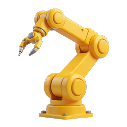 Yellow Industrial Robotic Arm Icon | 3D Automation