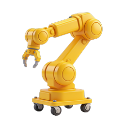 Yellow Robotic Arm Icon - Industrial Automation 3D
