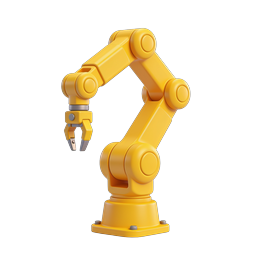 Yellow Industrial Robotic Arm 3D Icon for Automation