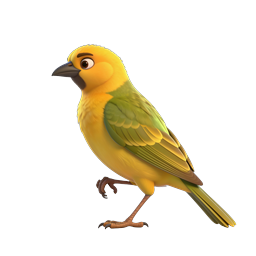 Yellow Songbird 3D Icon - Wildlife Nature Illustration