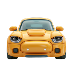 Yellow Sports Car Icon - 3D Clay Style Front View