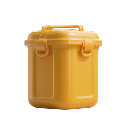 Yellow Storage Box Icon | Realistic Plastic Container