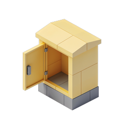 Yellow Storage Cabinet Isometric 3D Icon | Open Door Design