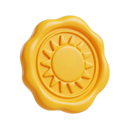 Yellow Sun Badge 3D Clay Icon for Summer & Weather