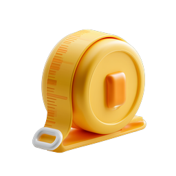 Yellow Tape Measure Icon - 3D Clay Style Tool