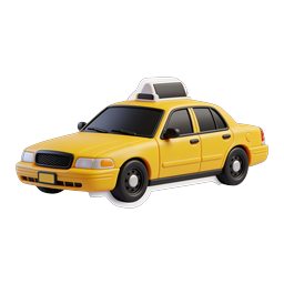 Yellow Taxi Cab Icon - 3D Sticker Style Transportation
