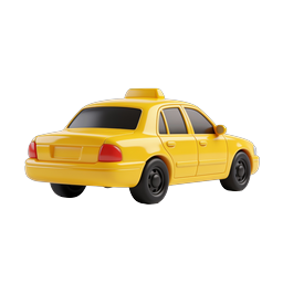 Yellow Taxi Cab 3D Icon - Urban Transportation