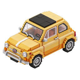 Yellow Taxi Cab Voxel Isometric Icon