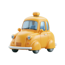 Yellow Taxi Cab 3D Clay Icon - Cartoon Vehicle Design