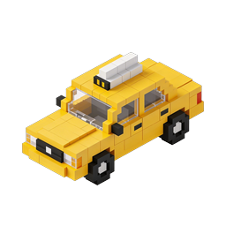 Yellow Voxel Taxi Car 3D Icon | Block Art Style