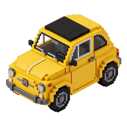 Isometric Yellow Taxi Car Pixel Art Icon