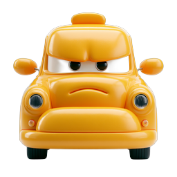 Yellow Taxi Cab Character Icon - Cute 3D Clay Style