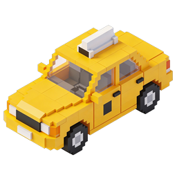 Yellow Voxel Taxi Cab 3D Pixel Art Icon