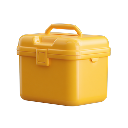 Yellow Toolbox Icon - 3D Tool Storage Box