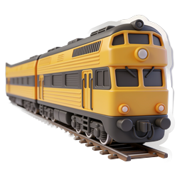 Yellow 3D Train Locomotive Icon - Clay Style Design