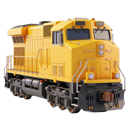 Yellow Train Locomotive Icon - 3D Rendered Railway