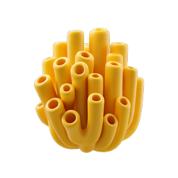 Yellow Tube Coral 3D Icon - Marine Life Illustration
