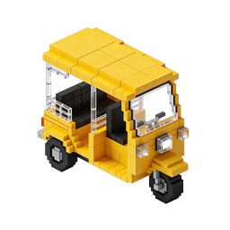 Yellow Tuk-Tuk Voxel Icon - Isometric 3D Transport Design