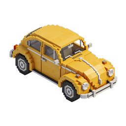 Yellow Voxel Car Icon - 3D Isometric Pixel Art Vehicle