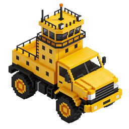 Yellow Voxel Truck Icon - 3D Isometric Vehicle