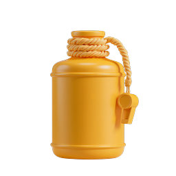 Yellow Water Bottle 3D Icon with Whistle - Clay Style