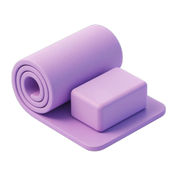 Purple Yoga Mat and Block 3D Icon