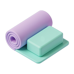 Yoga Mat 3D Icon - Pastel Purple & Mint Clay Style