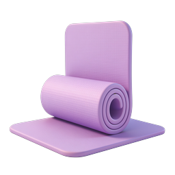 Purple Yoga Mat 3D Icon for Fitness & Wellness