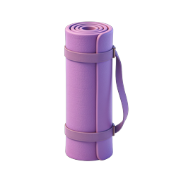 Purple Rolled Yoga Mat Icon - Fitness & Wellness 3D Design