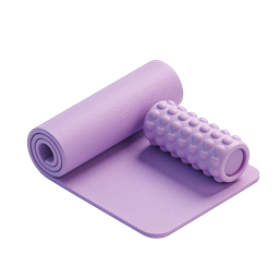 Purple Yoga Mat and Foam Roller 3D Fitness Icon
