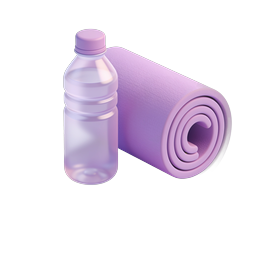 Yoga Mat and Water Bottle Fitness Icon