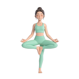 ヨガ瞑想 女性の木のポーズ 3Dアイコン