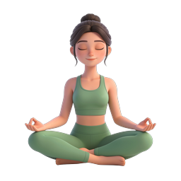 Yoga Meditation Woman 3D Icon - Peaceful Wellness Character