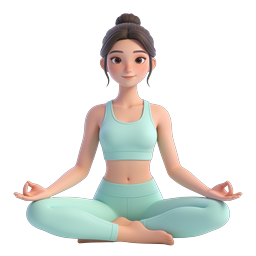 Yoga Meditation Woman 3D Icon for Wellness Apps