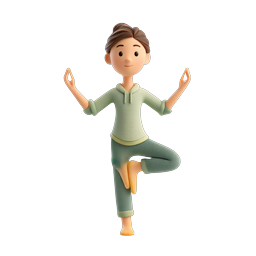 Yoga Tree Pose 3D Character Icon | Wellness & Meditation
