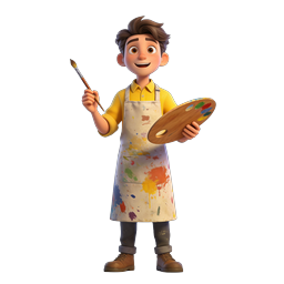 Young Artist Painter Character - 3D Rendered Icon