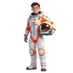 Junger Astronaut 3D Charakter Icon - Weltraumforscher