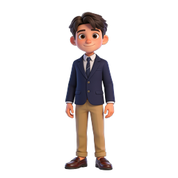 3D Young Boy Character Icon - Cartoon Student Illustration