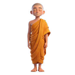 Young Buddhist Monk 3D Character Icon - Peaceful Meditation