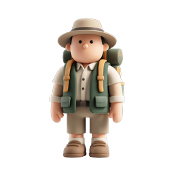 Adorable Young Explorer 3D Character Icon - Adventure Ready
